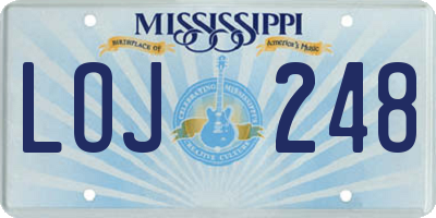 MS license plate LOJ248