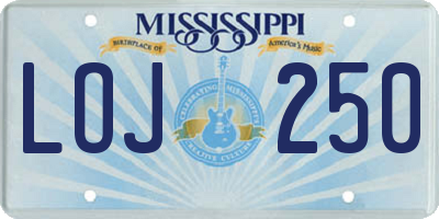 MS license plate LOJ250