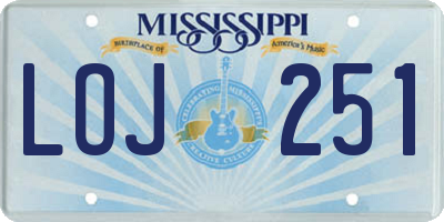 MS license plate LOJ251