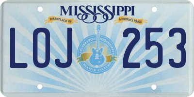 MS license plate LOJ253