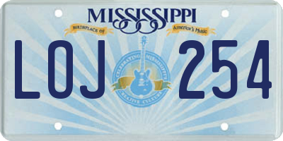 MS license plate LOJ254