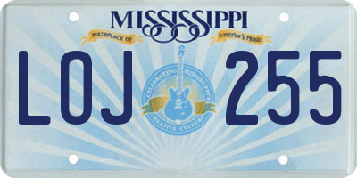 MS license plate LOJ255