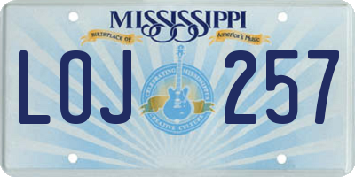 MS license plate LOJ257