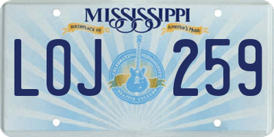 MS license plate LOJ259