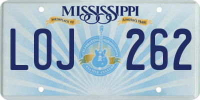 MS license plate LOJ262