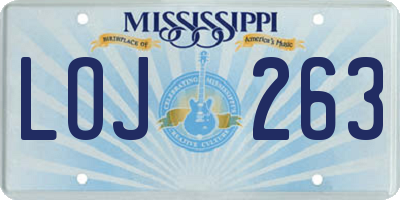 MS license plate LOJ263