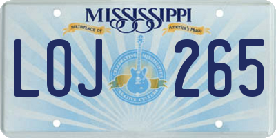 MS license plate LOJ265