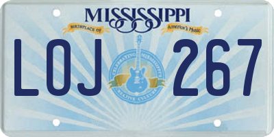 MS license plate LOJ267