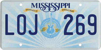 MS license plate LOJ269