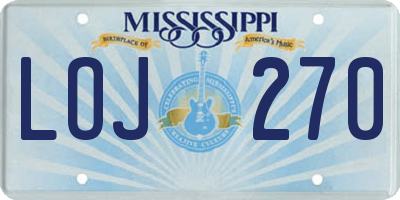 MS license plate LOJ270