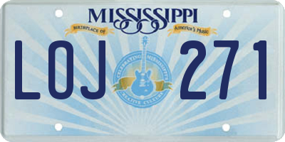 MS license plate LOJ271