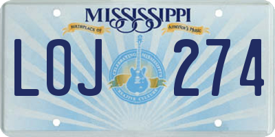 MS license plate LOJ274