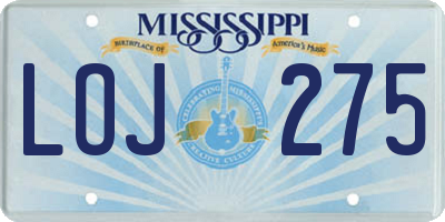 MS license plate LOJ275