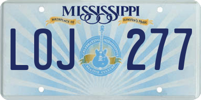 MS license plate LOJ277
