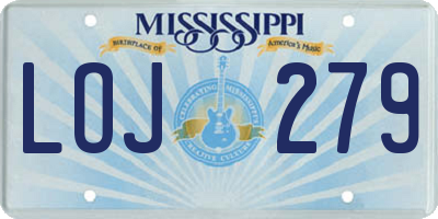 MS license plate LOJ279