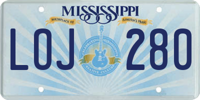 MS license plate LOJ280