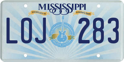 MS license plate LOJ283