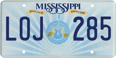 MS license plate LOJ285