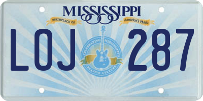 MS license plate LOJ287