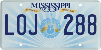MS license plate LOJ288