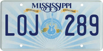 MS license plate LOJ289