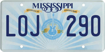 MS license plate LOJ290