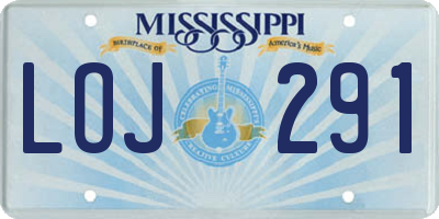 MS license plate LOJ291