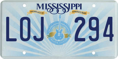 MS license plate LOJ294
