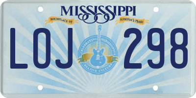 MS license plate LOJ298