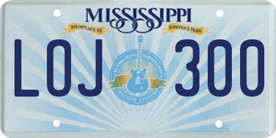 MS license plate LOJ300