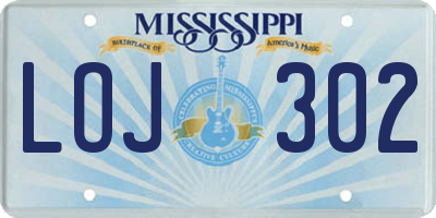 MS license plate LOJ302