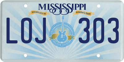 MS license plate LOJ303