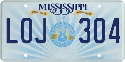 MS license plate LOJ304