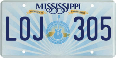 MS license plate LOJ305