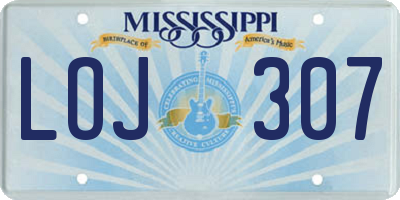 MS license plate LOJ307