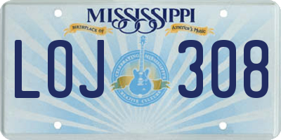 MS license plate LOJ308