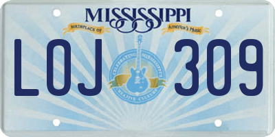 MS license plate LOJ309