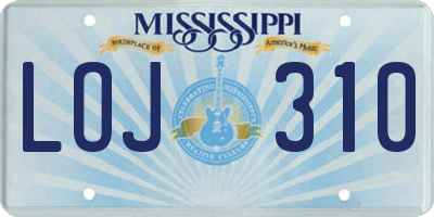 MS license plate LOJ310