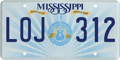 MS license plate LOJ312