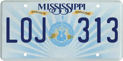 MS license plate LOJ313