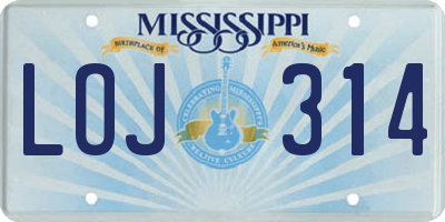 MS license plate LOJ314