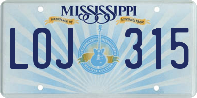 MS license plate LOJ315