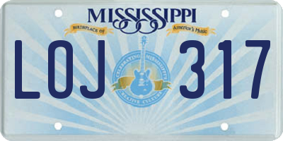 MS license plate LOJ317
