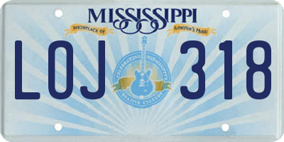 MS license plate LOJ318