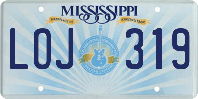 MS license plate LOJ319