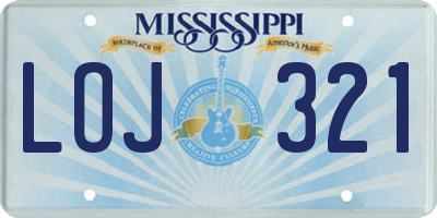MS license plate LOJ321