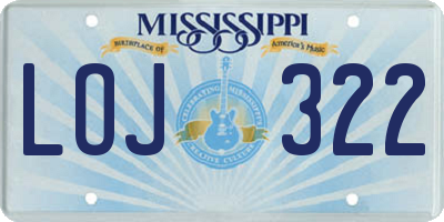 MS license plate LOJ322