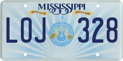 MS license plate LOJ328