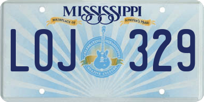 MS license plate LOJ329