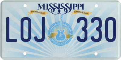 MS license plate LOJ330